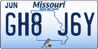 MO license plate GH8J6Y