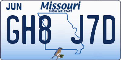 MO license plate GH8J7D