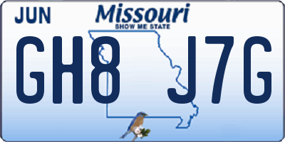 MO license plate GH8J7G