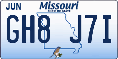 MO license plate GH8J7I