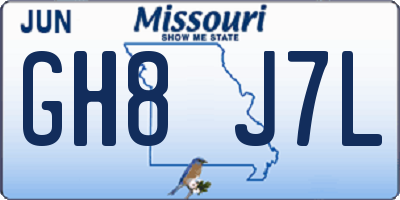 MO license plate GH8J7L