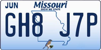 MO license plate GH8J7P