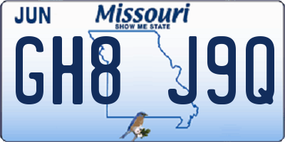 MO license plate GH8J9Q