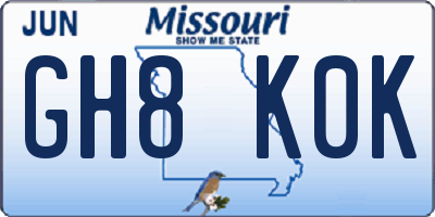 MO license plate GH8K0K