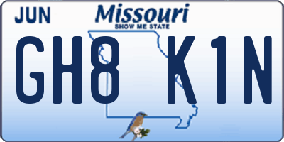 MO license plate GH8K1N