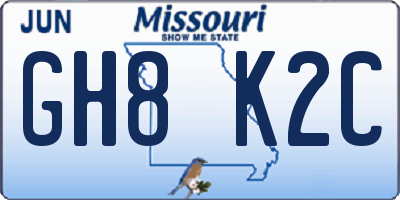 MO license plate GH8K2C