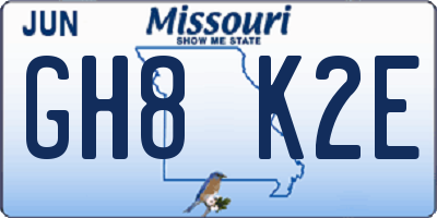 MO license plate GH8K2E