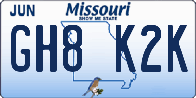 MO license plate GH8K2K