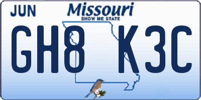 MO license plate GH8K3C