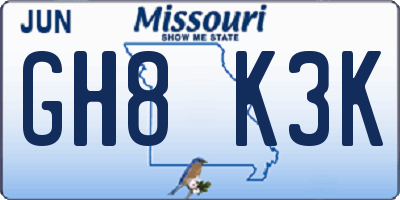 MO license plate GH8K3K