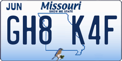 MO license plate GH8K4F