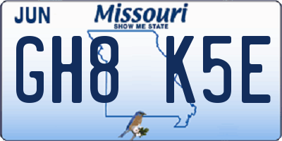 MO license plate GH8K5E