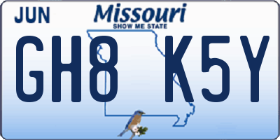 MO license plate GH8K5Y