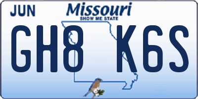 MO license plate GH8K6S