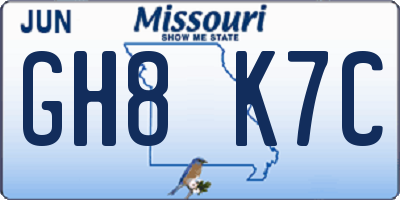 MO license plate GH8K7C