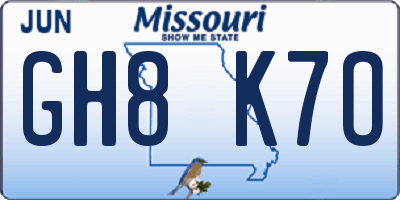 MO license plate GH8K7O