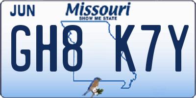 MO license plate GH8K7Y