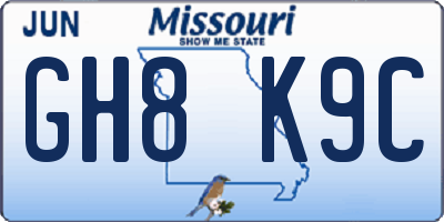 MO license plate GH8K9C