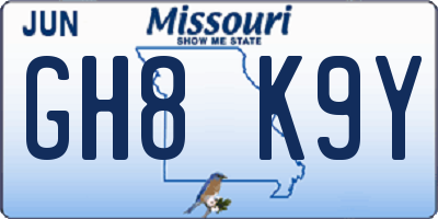 MO license plate GH8K9Y