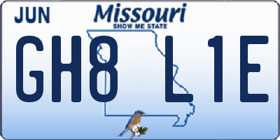 MO license plate GH8L1E