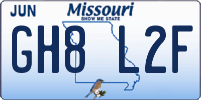 MO license plate GH8L2F