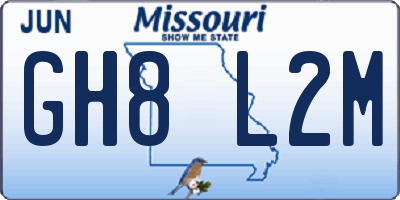 MO license plate GH8L2M