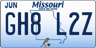 MO license plate GH8L2Z