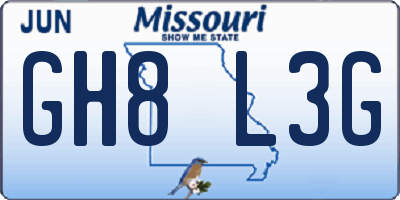 MO license plate GH8L3G