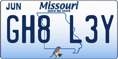 MO license plate GH8L3Y