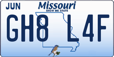 MO license plate GH8L4F
