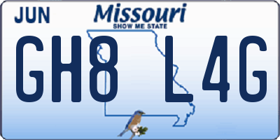MO license plate GH8L4G