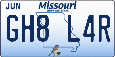 MO license plate GH8L4R
