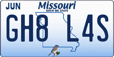 MO license plate GH8L4S
