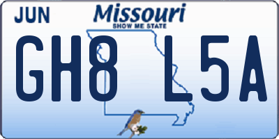 MO license plate GH8L5A