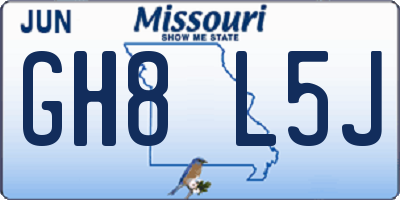 MO license plate GH8L5J