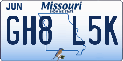 MO license plate GH8L5K