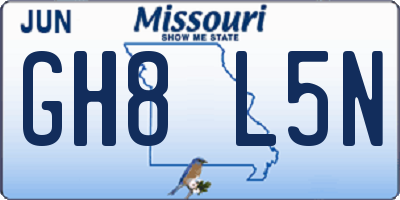 MO license plate GH8L5N
