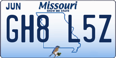 MO license plate GH8L5Z