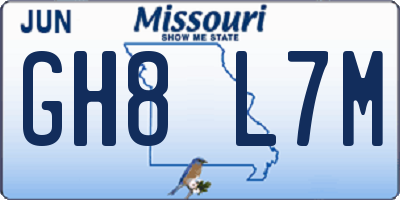 MO license plate GH8L7M