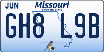 MO license plate GH8L9B