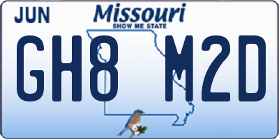 MO license plate GH8M2D