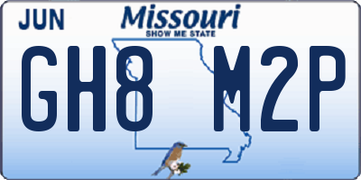 MO license plate GH8M2P