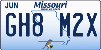 MO license plate GH8M2X