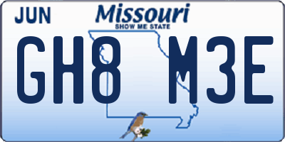 MO license plate GH8M3E
