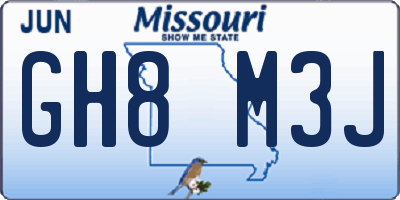 MO license plate GH8M3J
