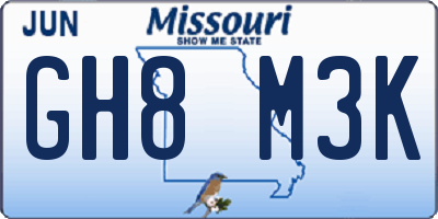 MO license plate GH8M3K