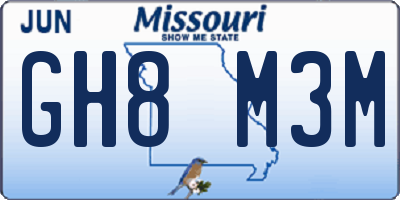 MO license plate GH8M3M