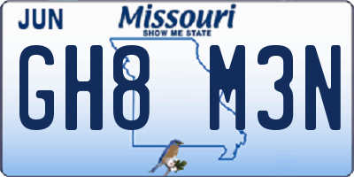 MO license plate GH8M3N