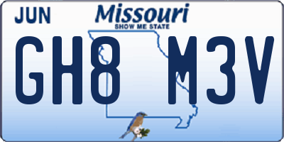 MO license plate GH8M3V