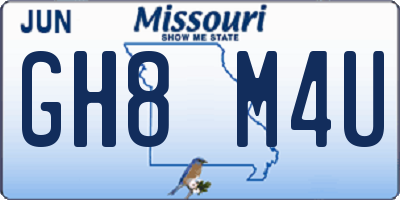 MO license plate GH8M4U